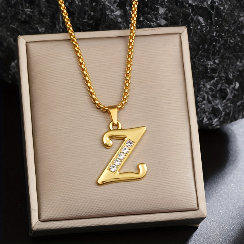 Crystal Accent Initial Necklace | Gold