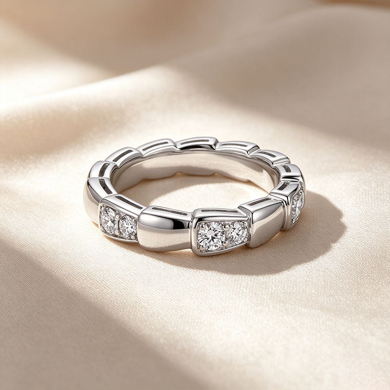 Geometric Block Wide Band Ring