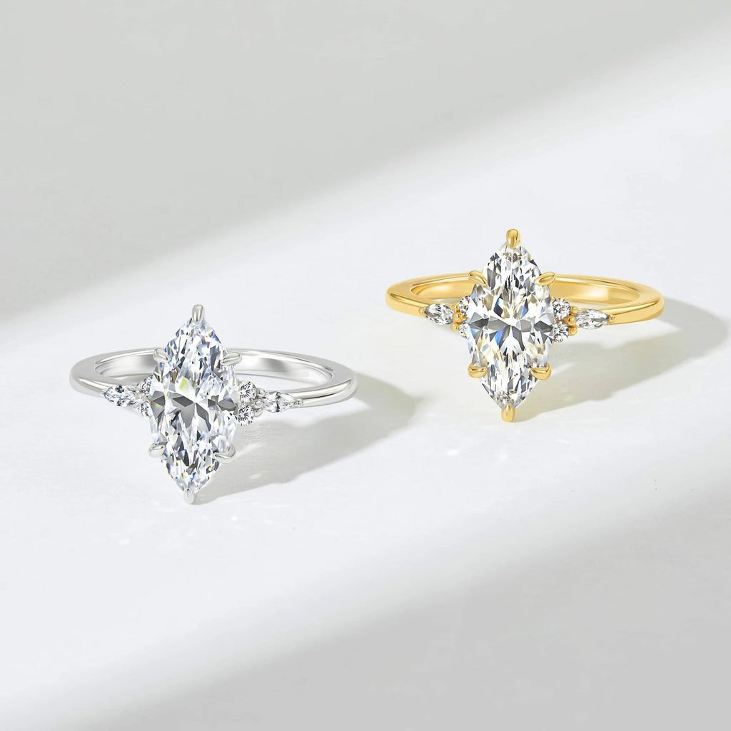 Marquise Stone V-Shaped Band Ring Set