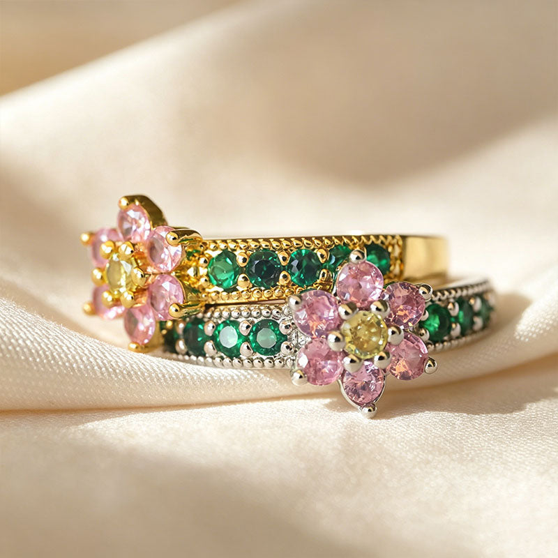 Dainty floral open ring