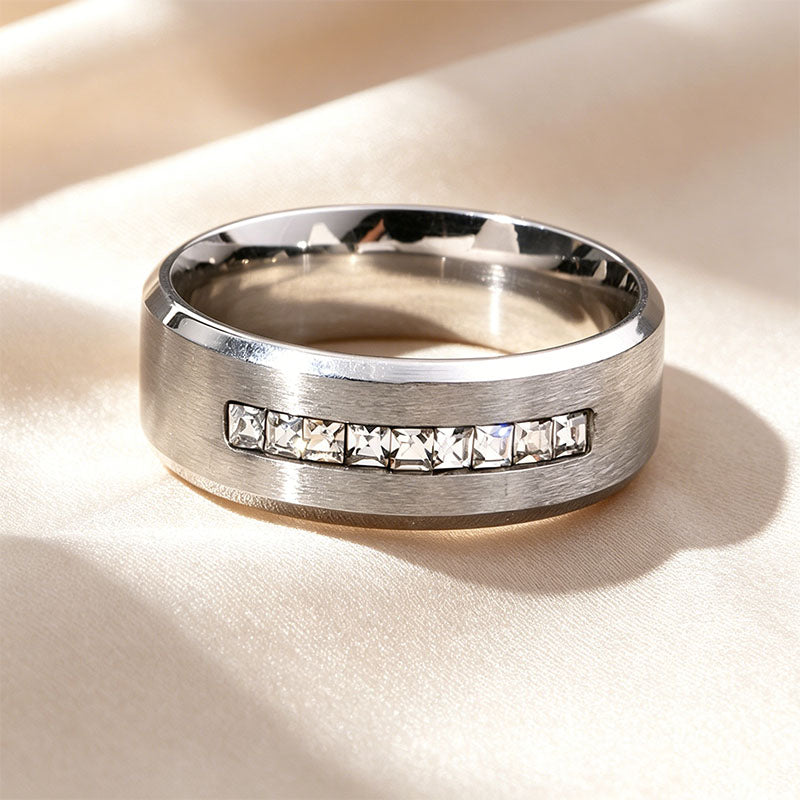 Brushed-Finish Inlaid Ring