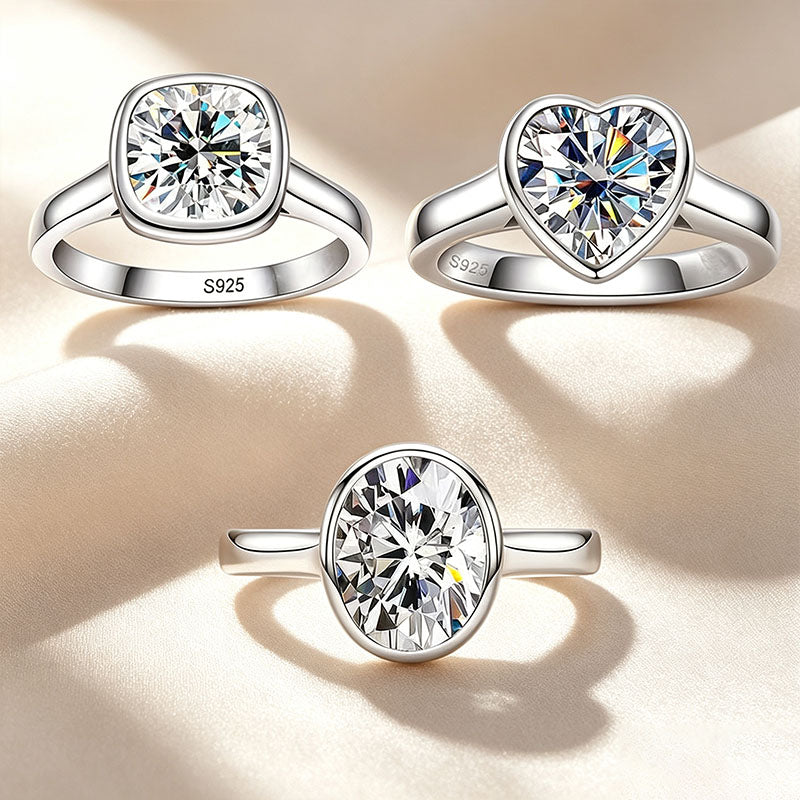 Bezel Solitaire Moissanite Ring Series