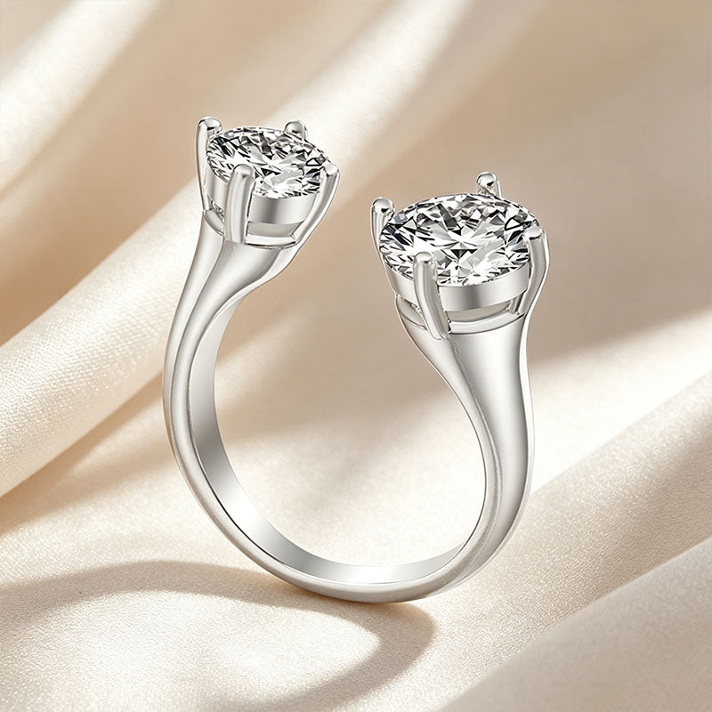 Two Stone Open Cuff Toi et Moi Ring