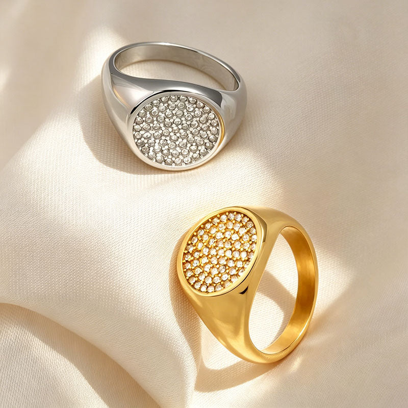 Minimalist Sparkling Pavé Round Ring