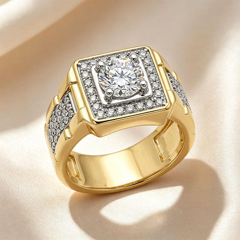 Exquisite square halo ring