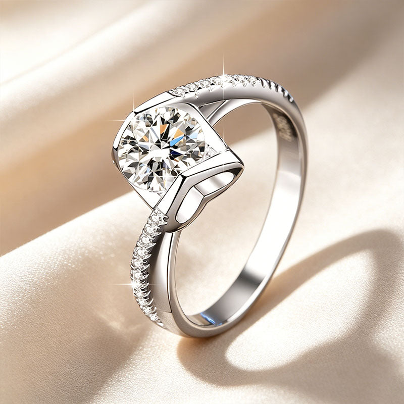 Square Bezel Set Moissanite Ring