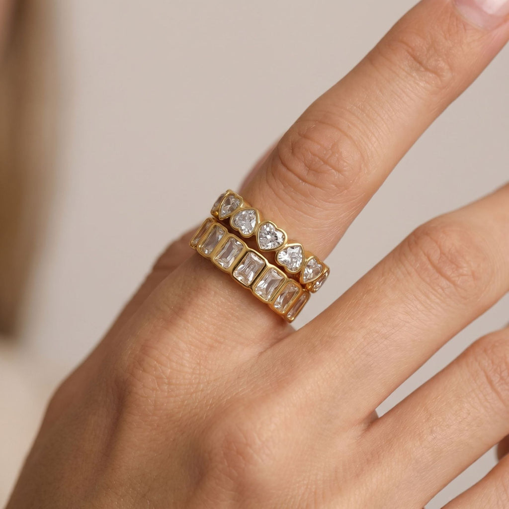 Hollow Heart Paved Band Ring