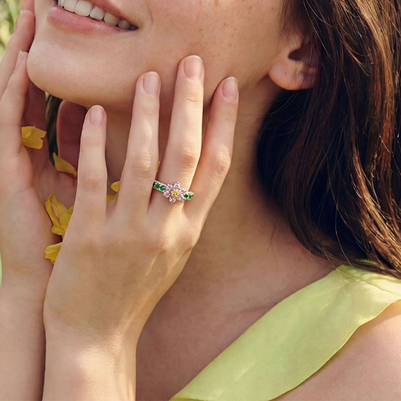 Dainty floral open ring