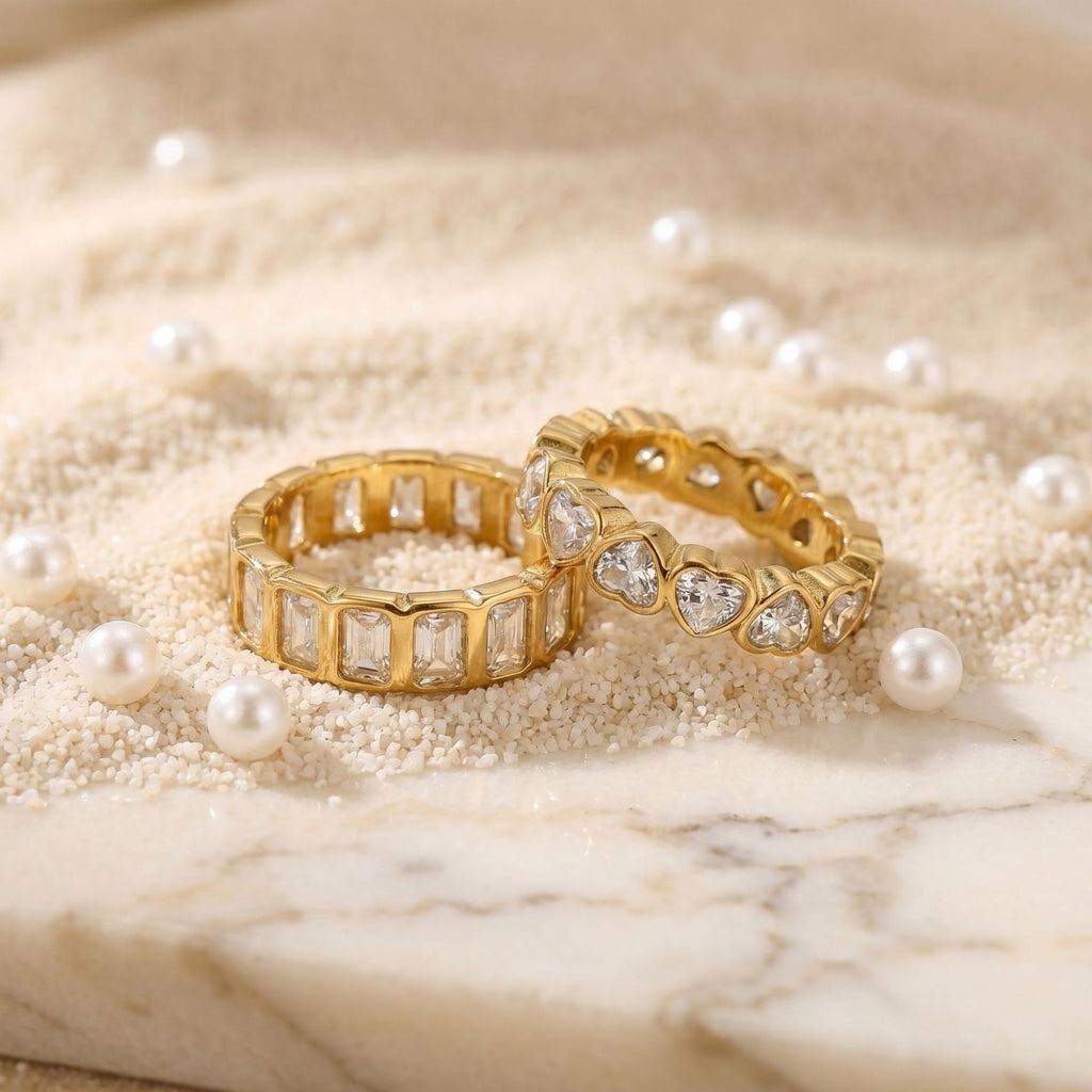 Hollow Heart Paved Band Ring
