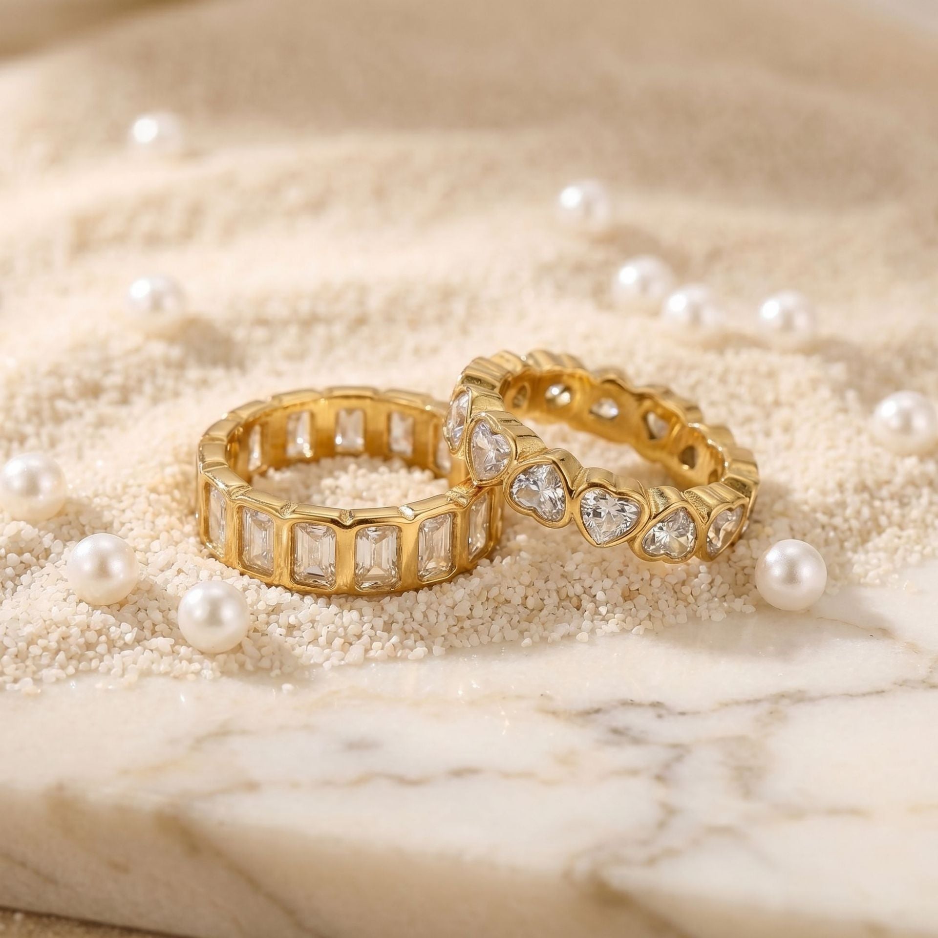 Hollow Heart Paved Band Ring