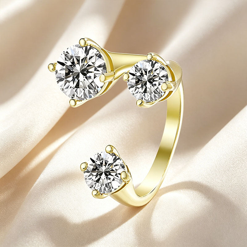 Three Stone Asymmetrical Open Ring