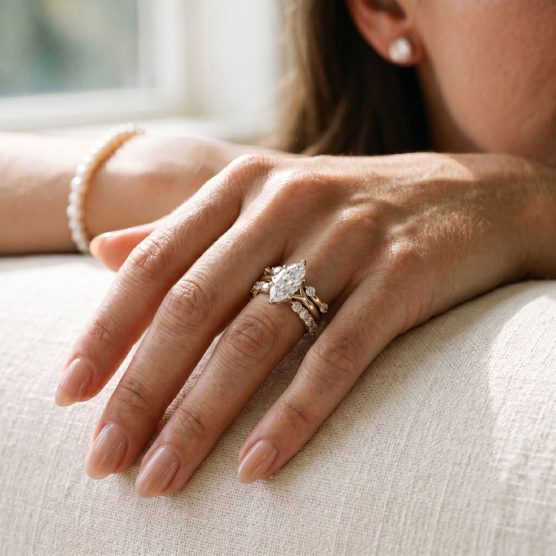 Sparkling Marquise-Cut Center Stone Stackable Ring Set