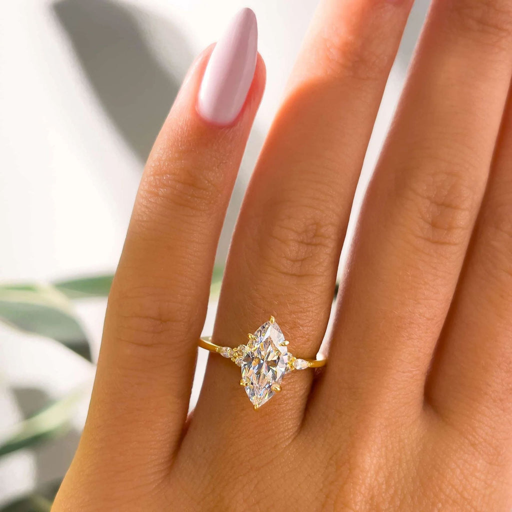 Marquise Stone V-Shaped Band Ring Set