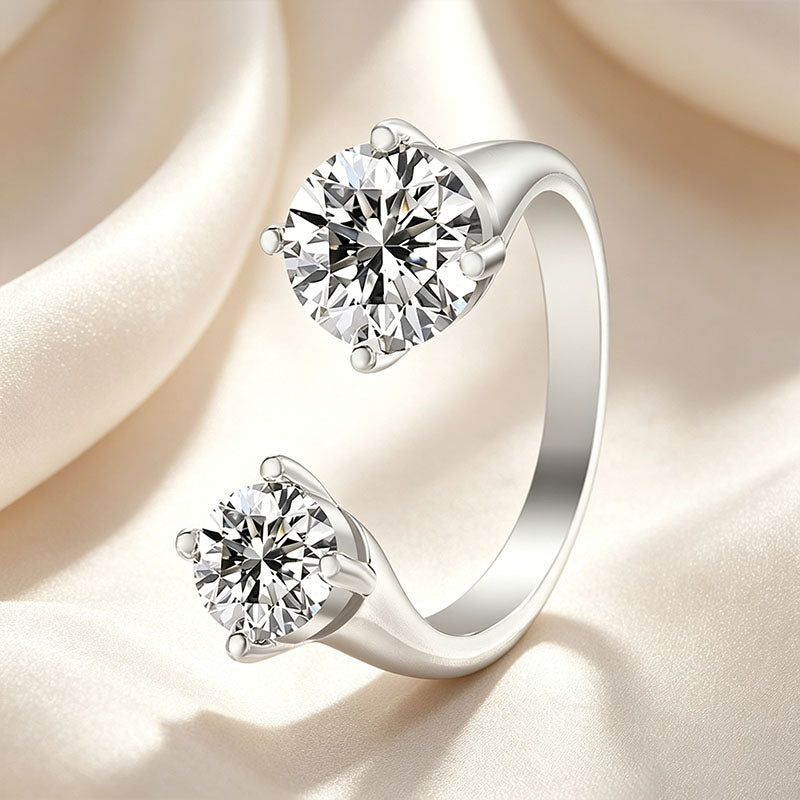 Two Stone Open Cuff Toi et Moi Ring