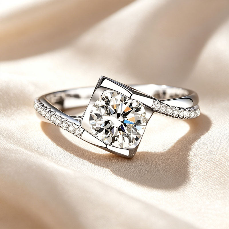Square Bezel Set Moissanite Ring