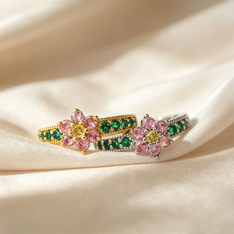 Dainty floral open ring