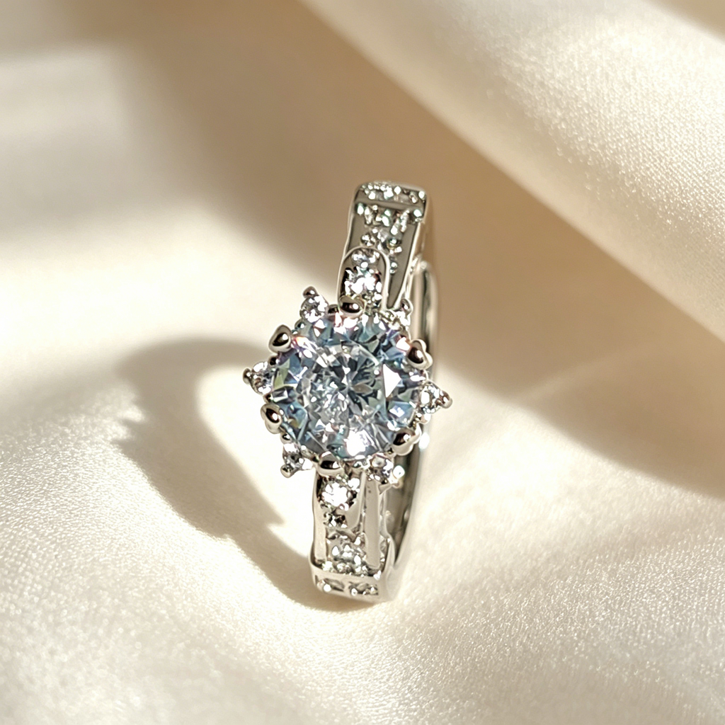 Snowflake Halo Moissanite Ring