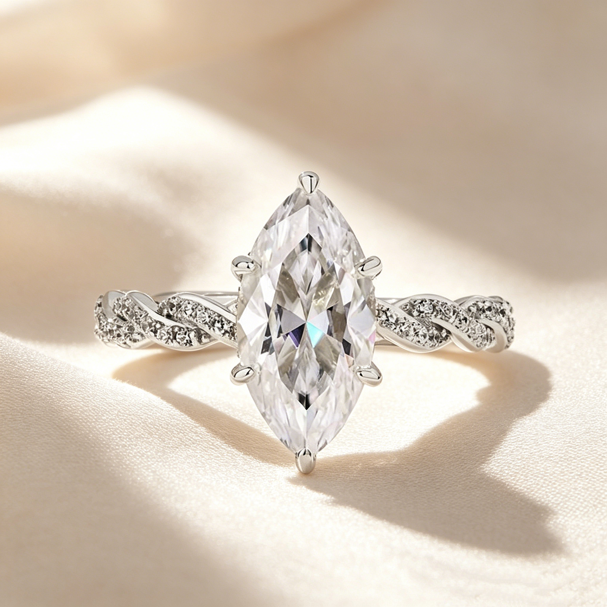 Marquise Cut Moissanite Ring