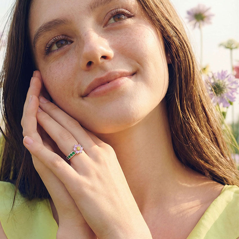 Dainty floral open ring