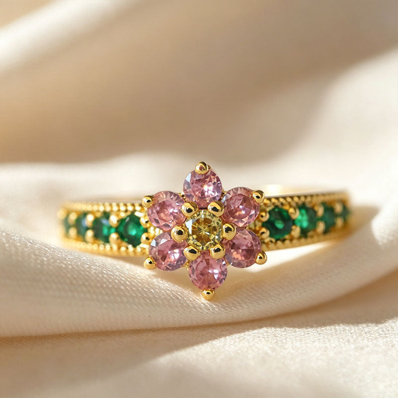 Dainty floral open ring