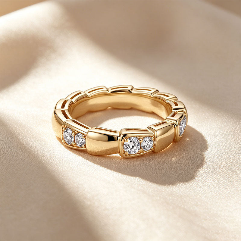 Geometric Block Wide Band Ring