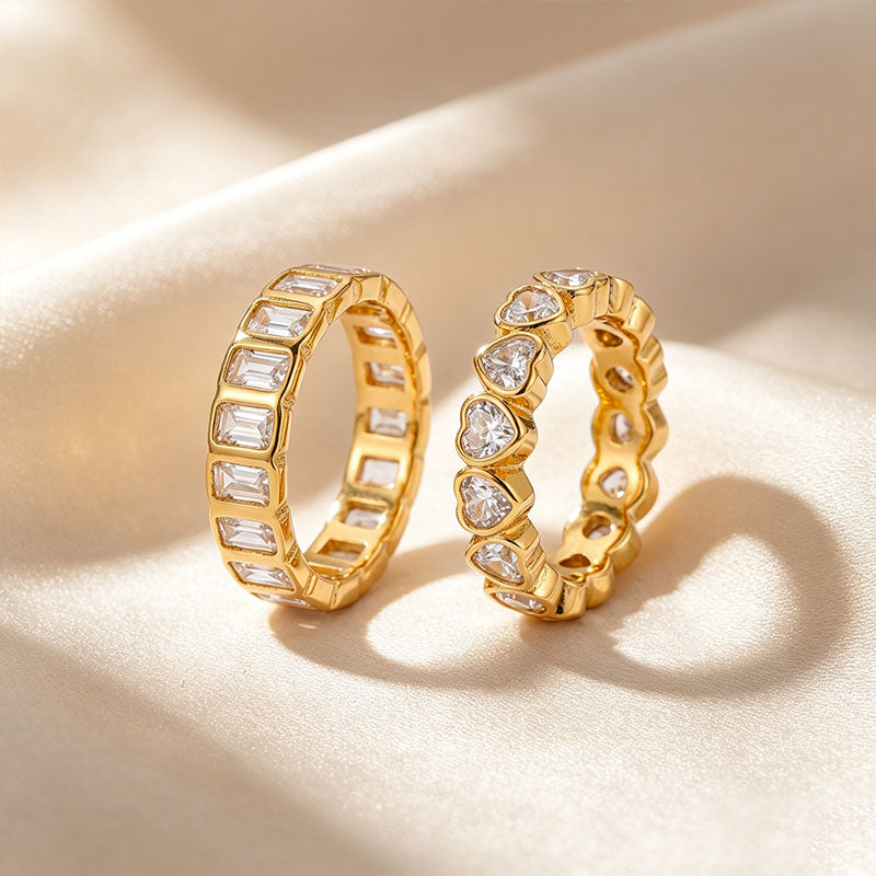 Hollow Heart Paved Band Ring