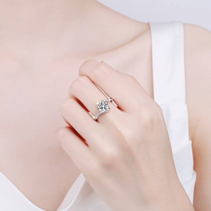 Square Bezel Set Moissanite Ring