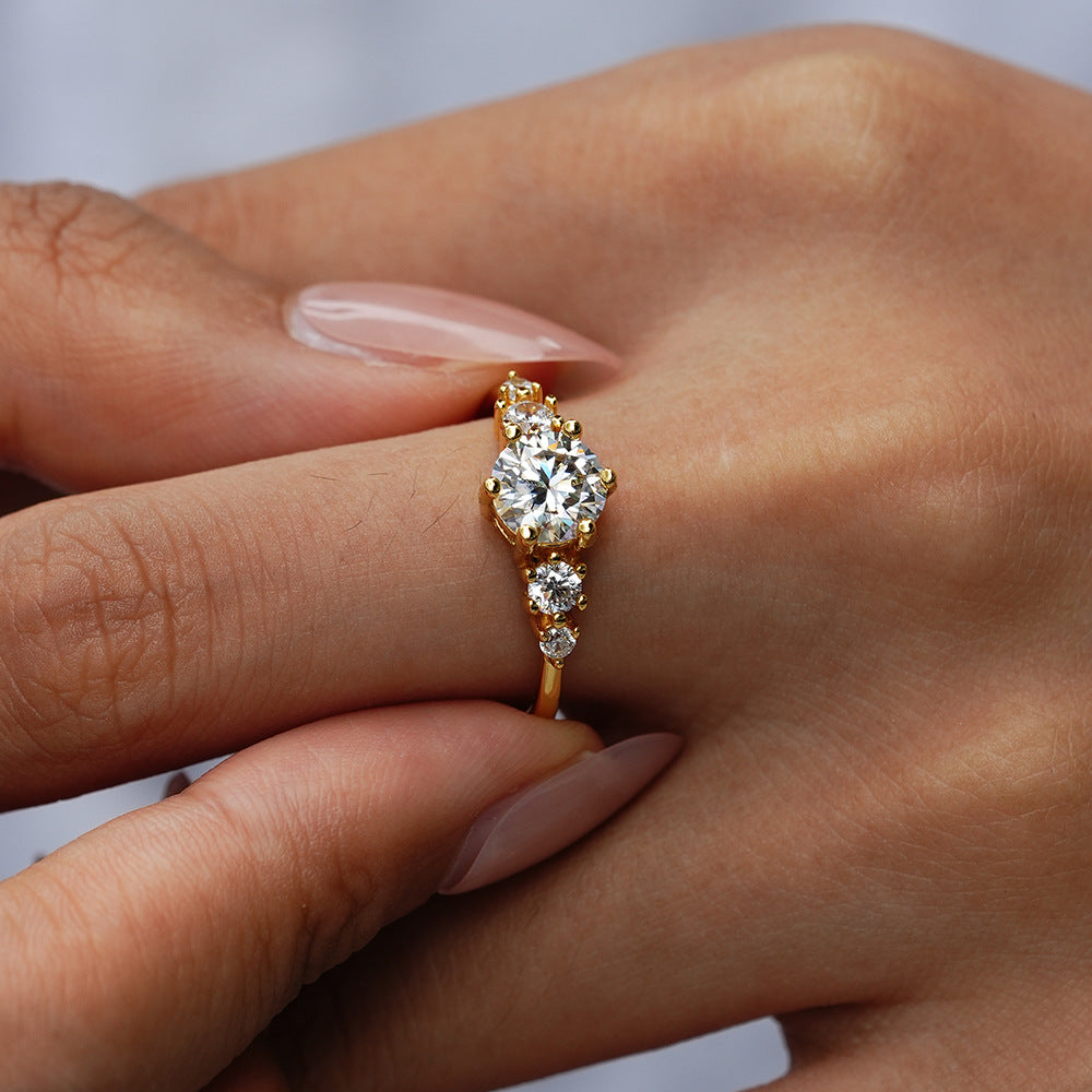 Round Five-Stone Moissanite Ring
