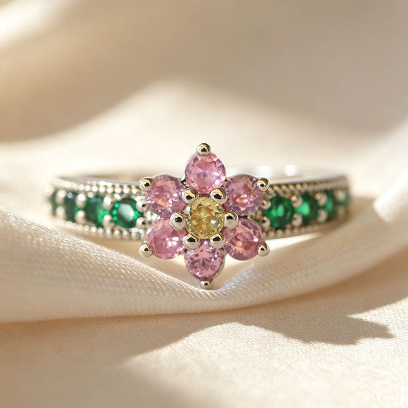 Dainty floral open ring