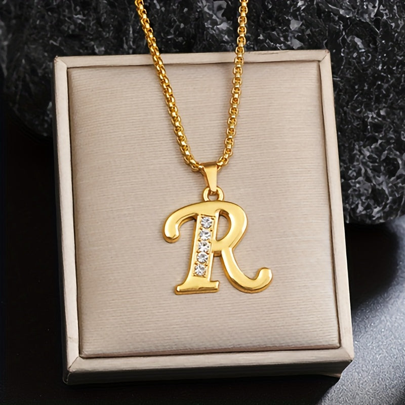Crystal Accent Initial Necklace | Gold