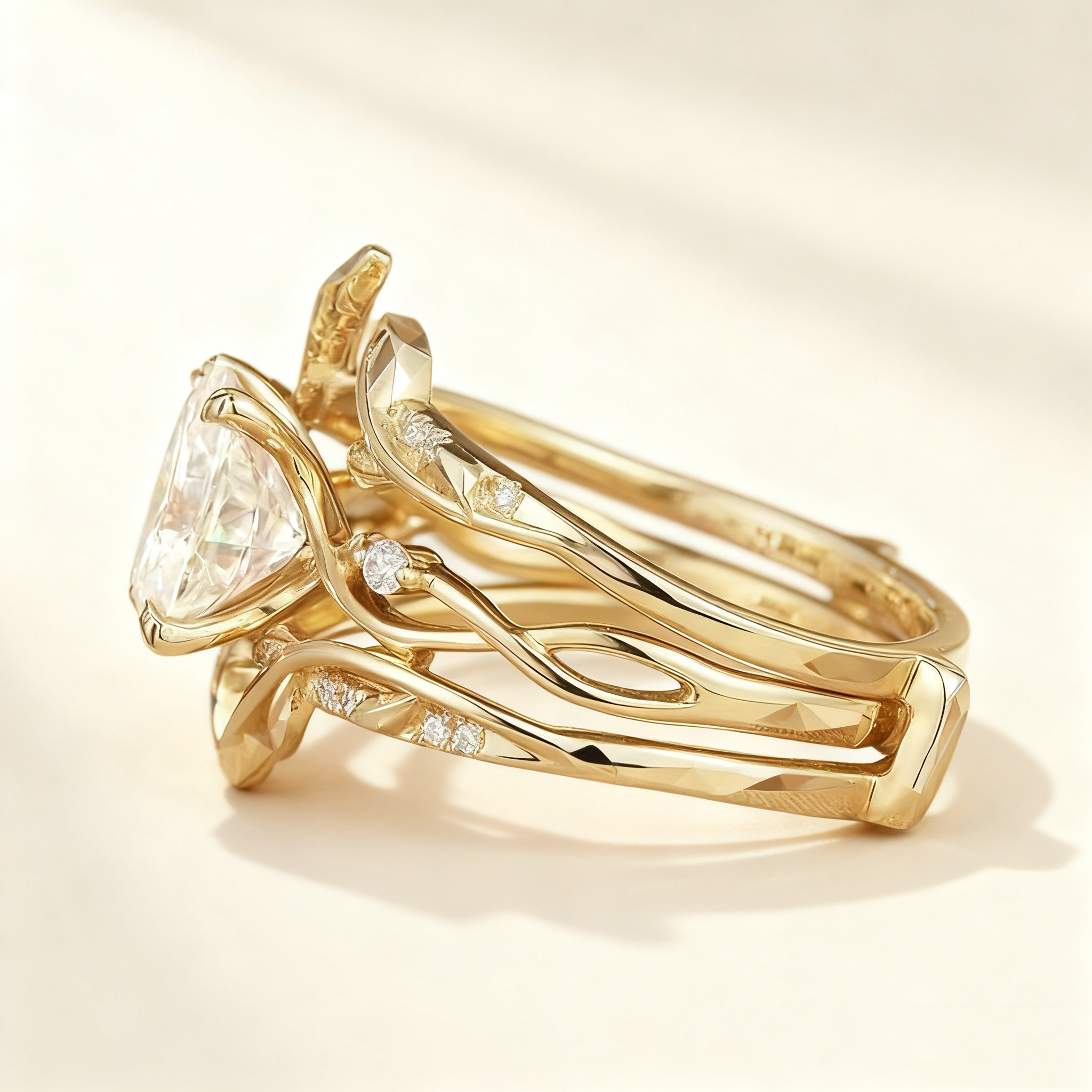 Gold Vine Stackable Ring Set