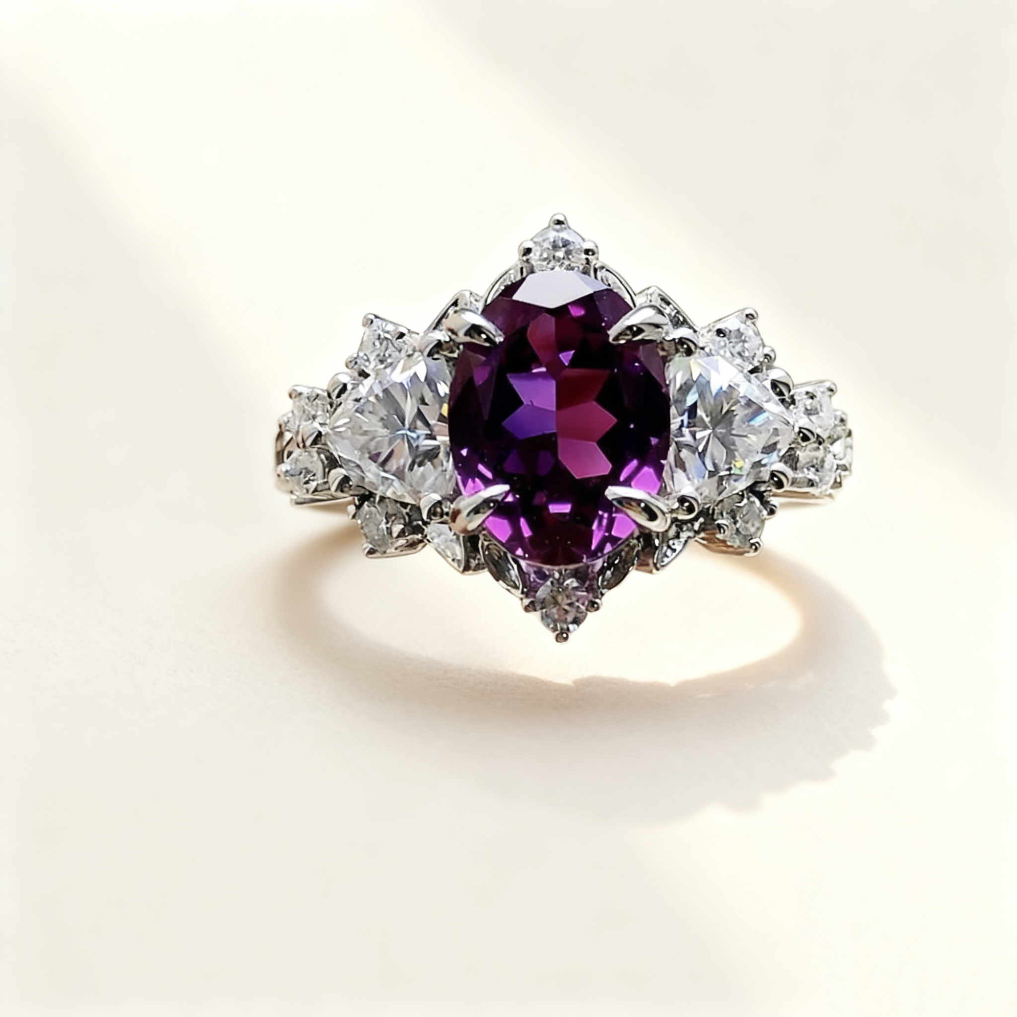 Amethyst Diamond Ring