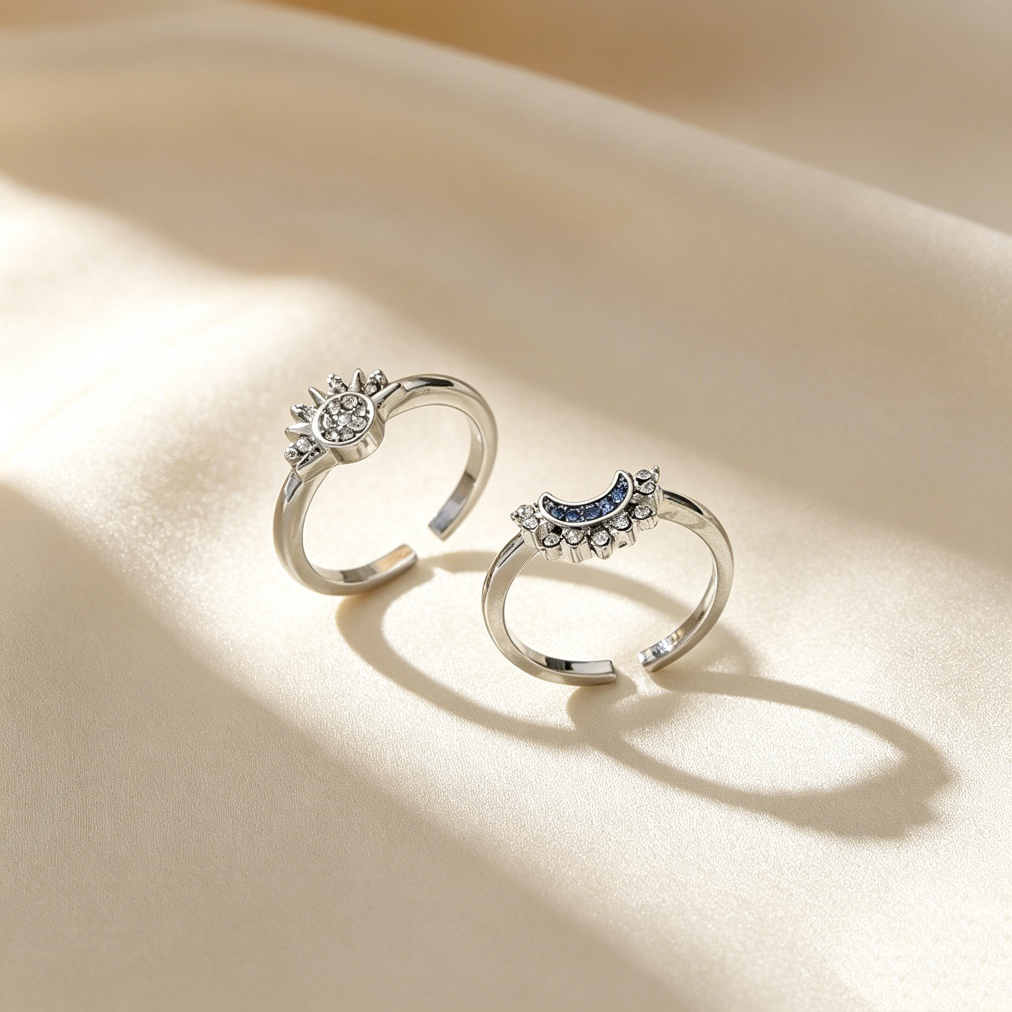 Sun & Moon Adjustable Ring Set
