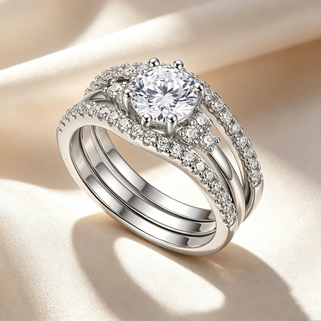 Three-Piece Moissanite Ring Set