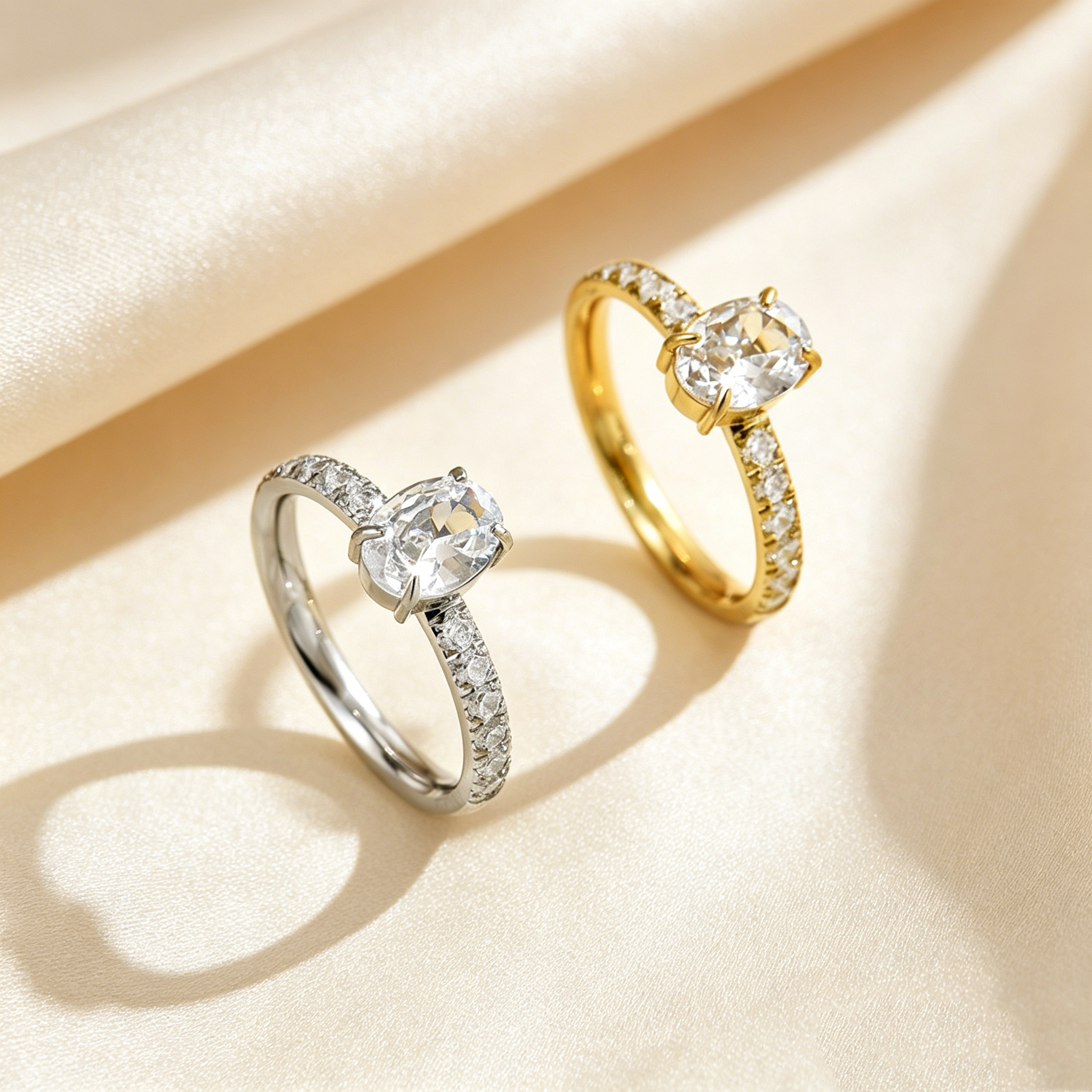 Oval Lumière Pavé Moissanite Ring