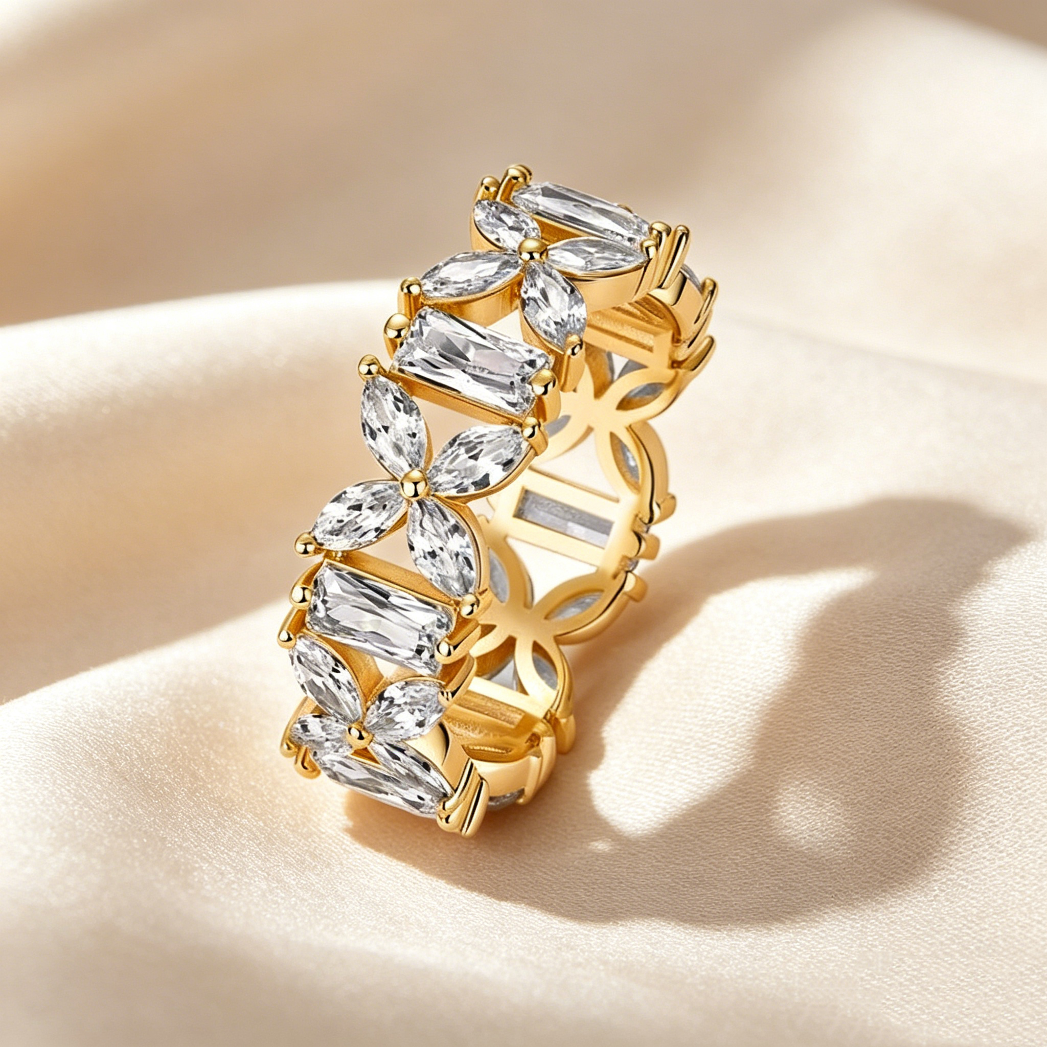 Moissanite Floral Vine Eternity Ring