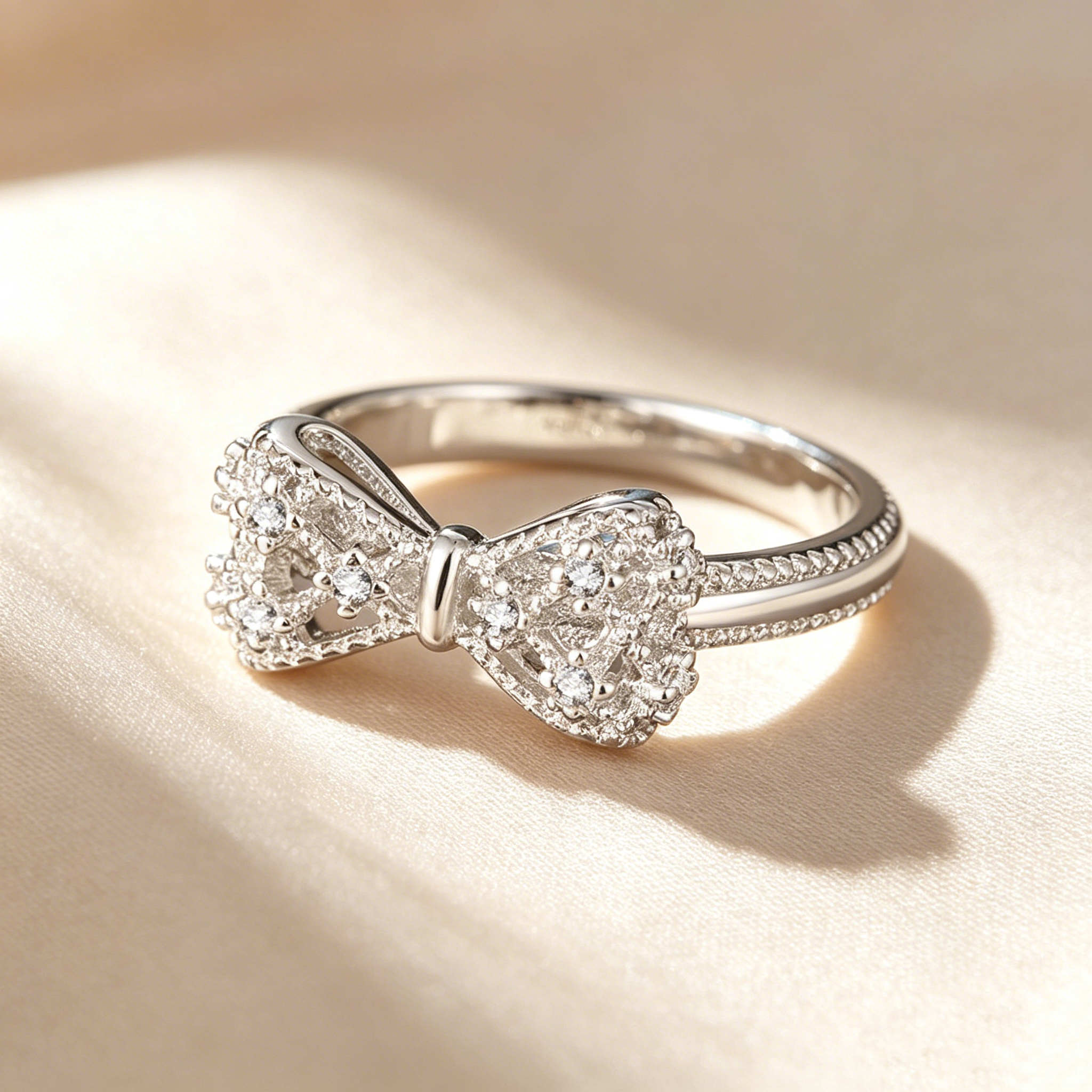 Lace Bow Moissanite Ring