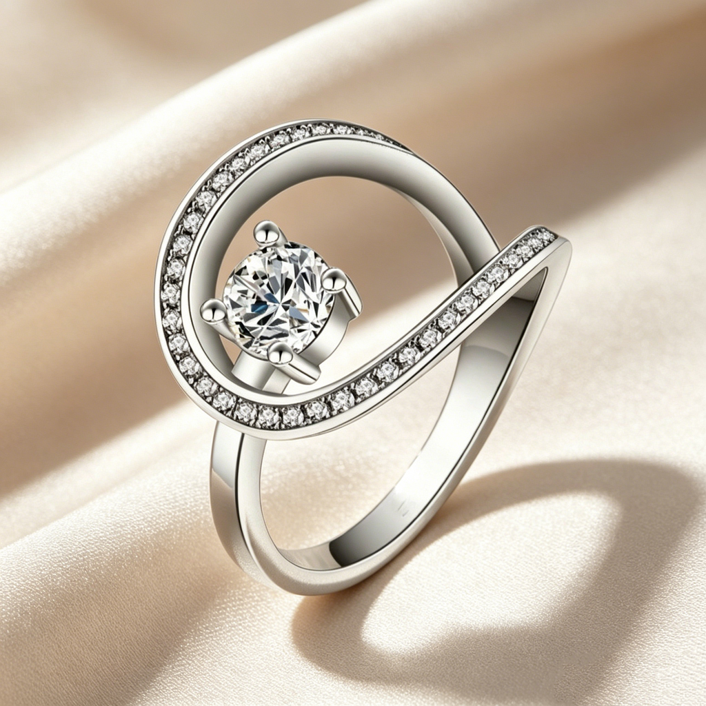 Geometric Wrap Pavé Ring