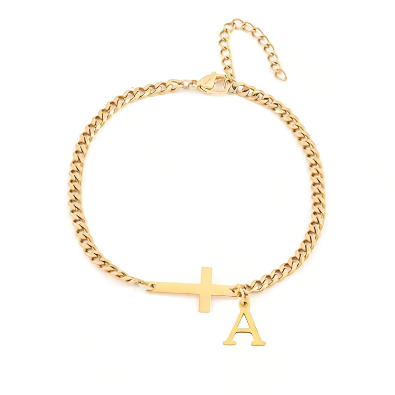 Initial Cross Bracelet | Gold