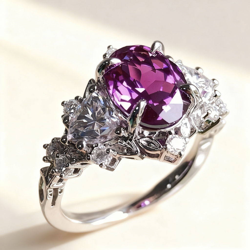 Amethyst Diamond Ring