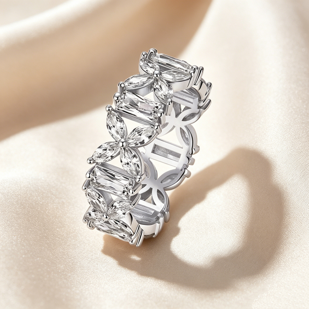 Moissanite Floral Vine Eternity Ring