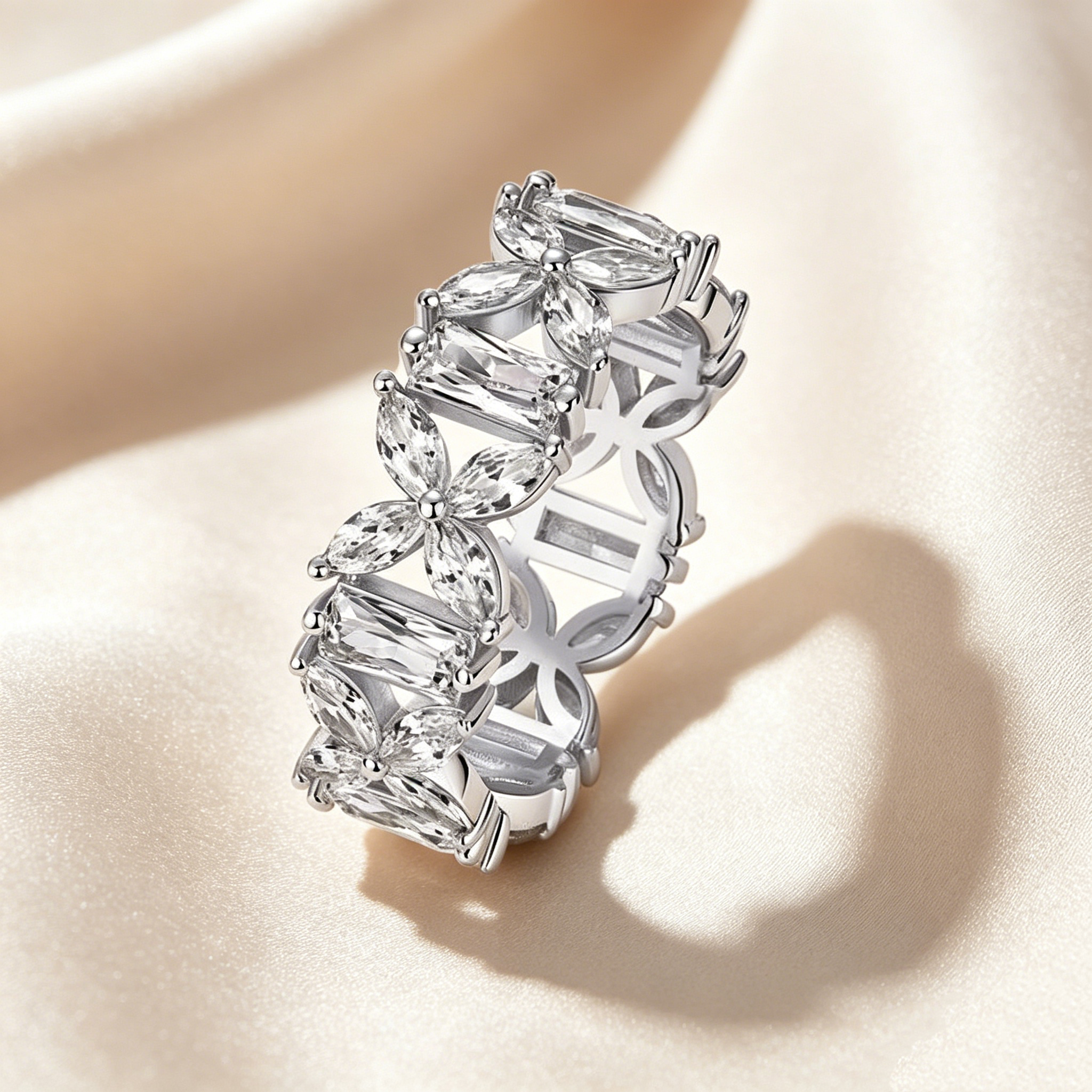 Moissanite Floral Vine Eternity Ring