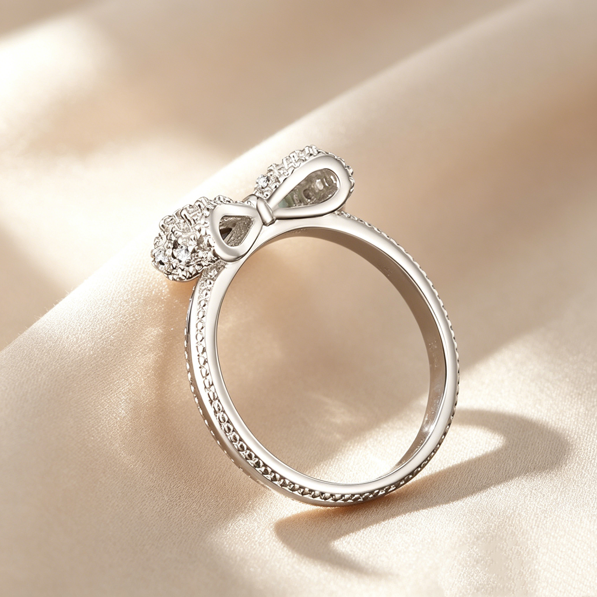 Lace Bow Moissanite Ring