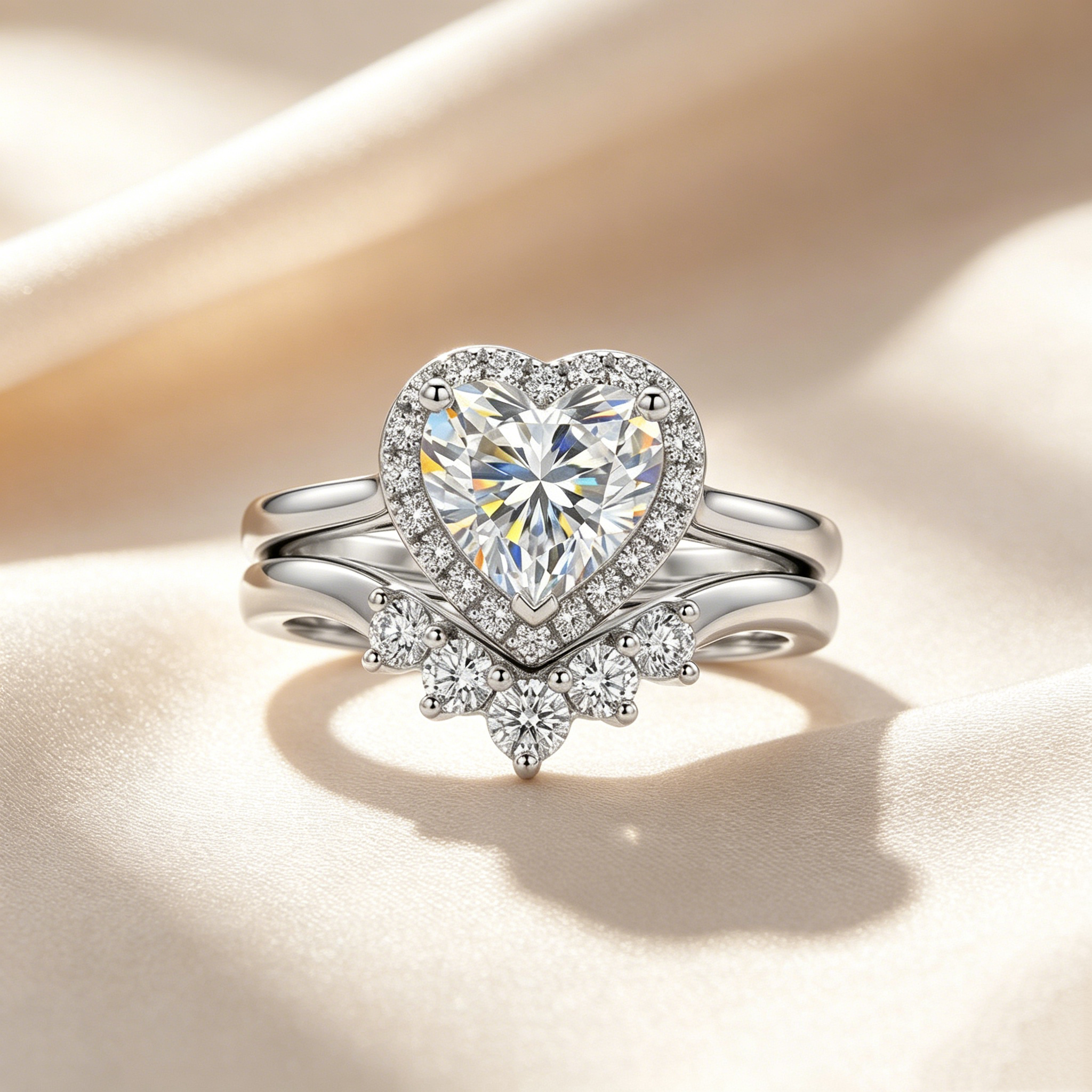 Heart Halo Ring Set