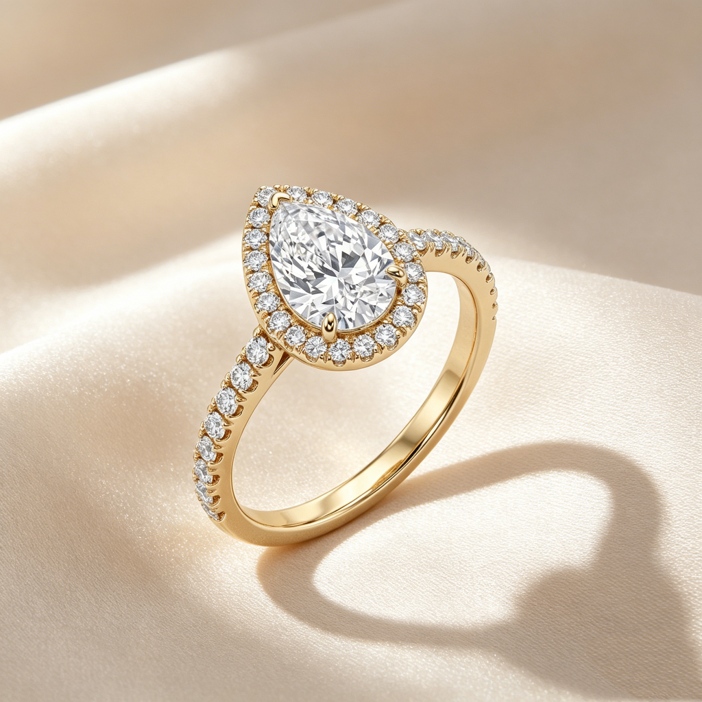 Grace Pear Halo Ring