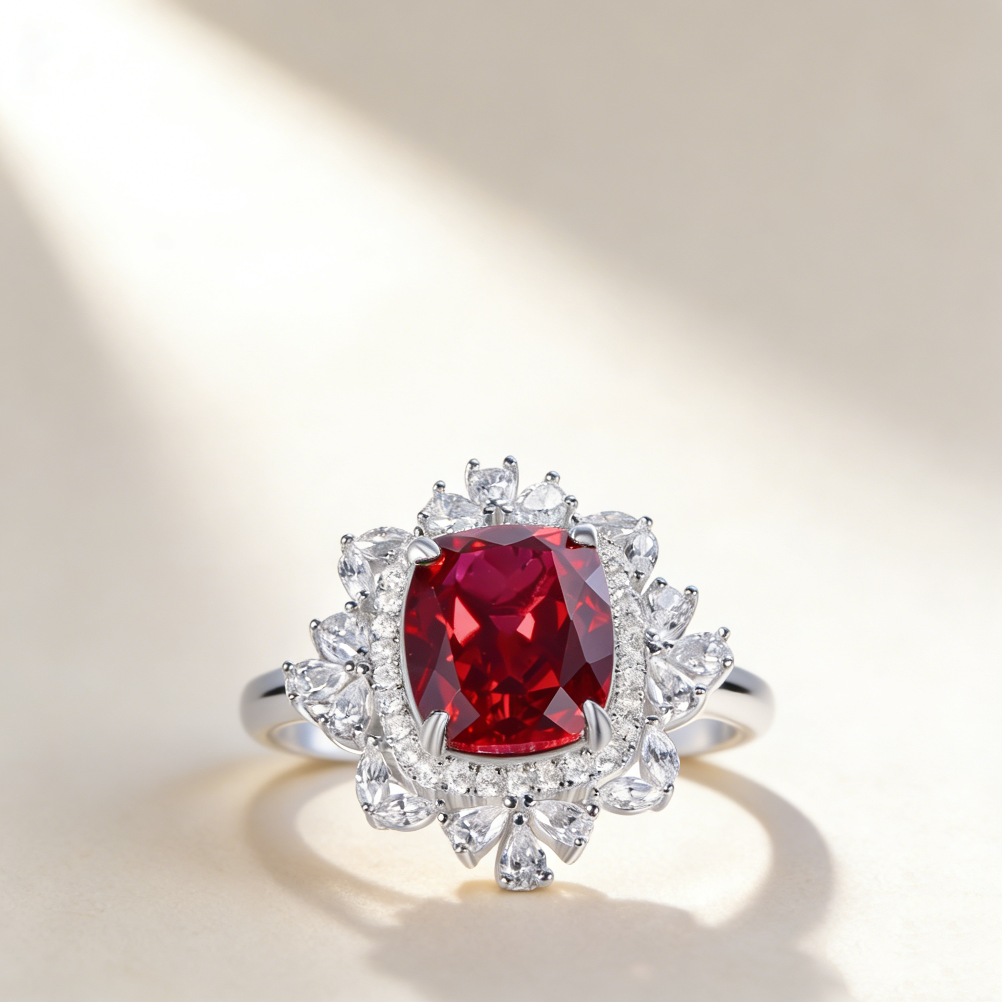 Cushion-Cut Lab-Grown Gemstone Ring