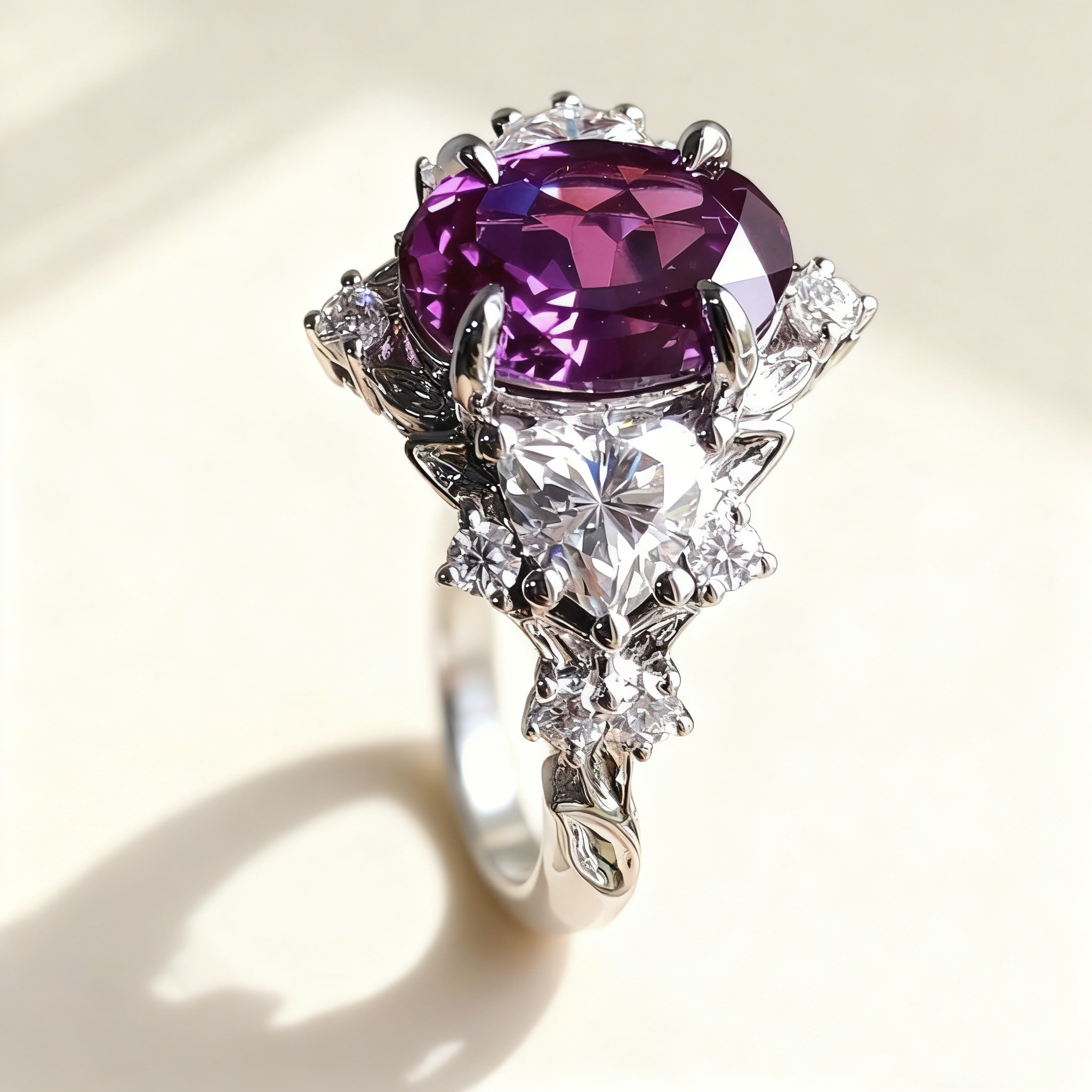 Amethyst Diamond Ring