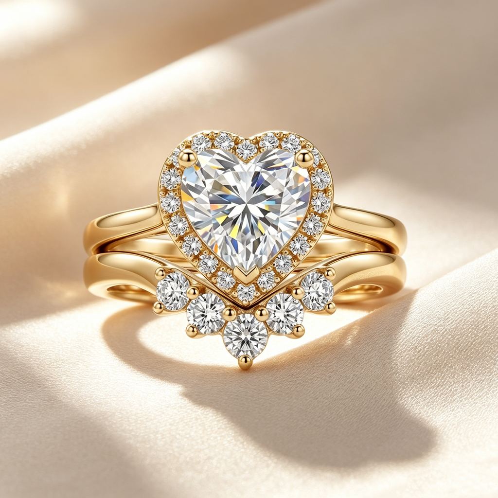 Heart Halo Ring Set