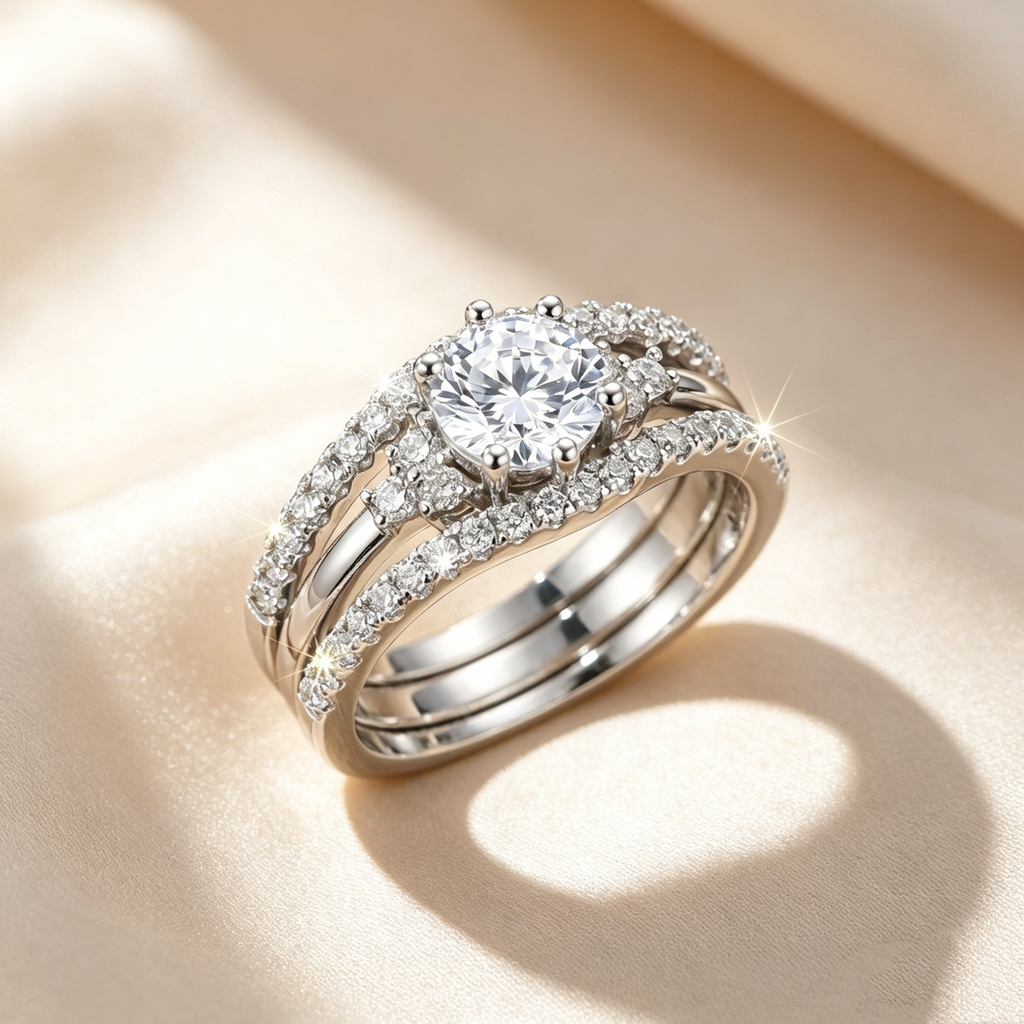 Three-Piece Moissanite Ring Set