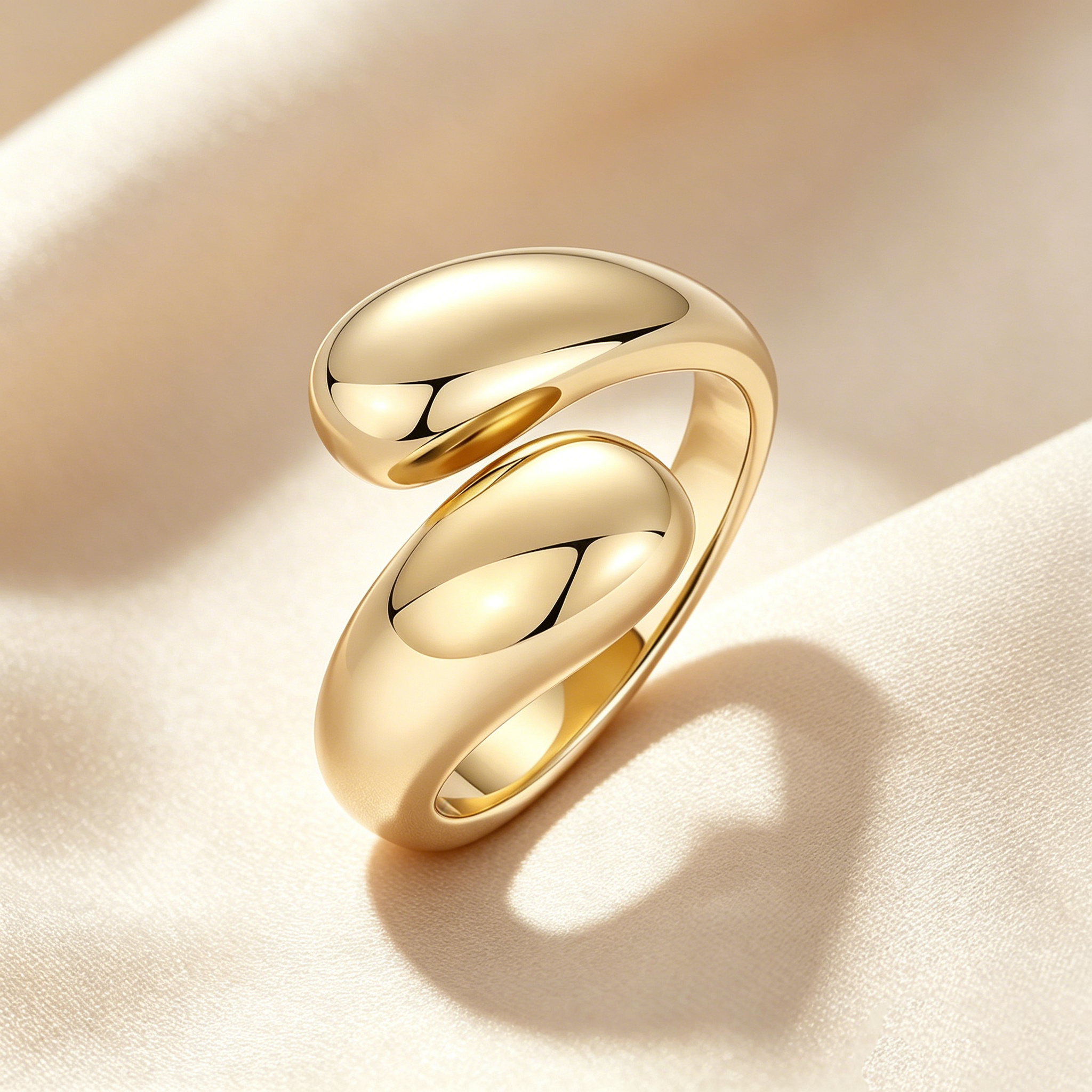 Sculpted Double Teardrop Open Ring